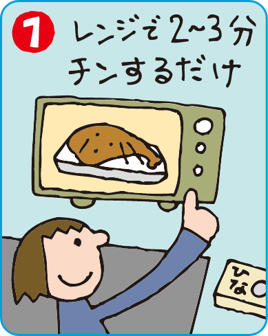 レンジで2～3分チンするだけ